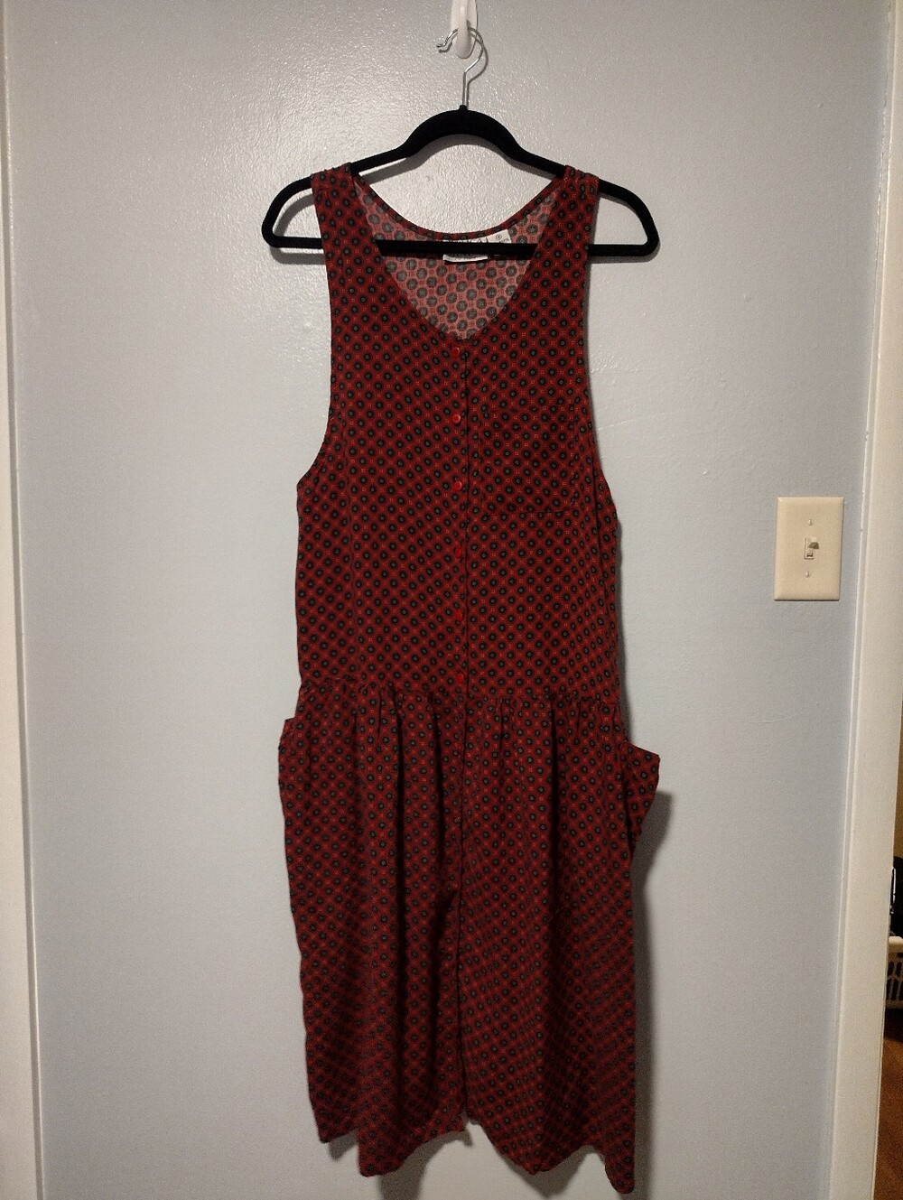 Vintage 1990s Jessica Stevens Dress Sleeveless Jumper Drop waist Midi